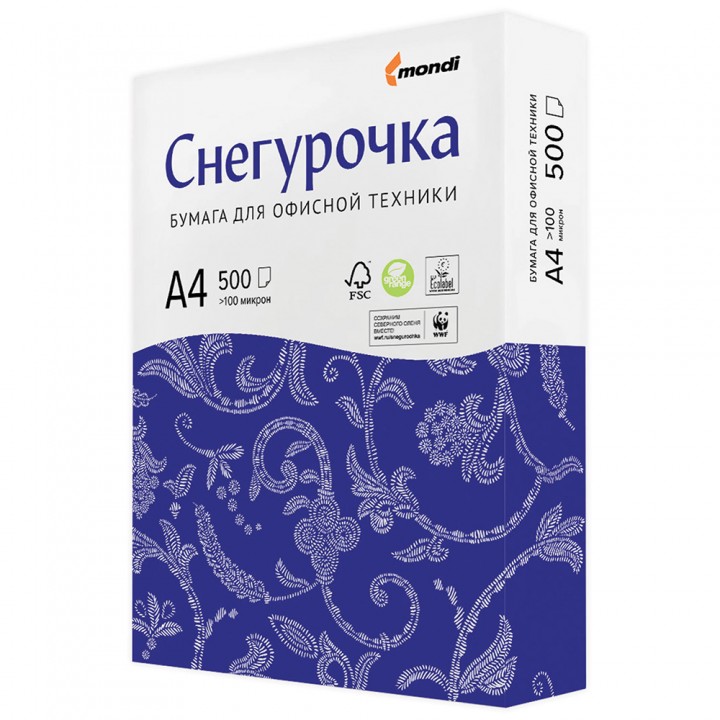 Бумага Снегурочка пл. 80 г/м2 ф.а4 500л 